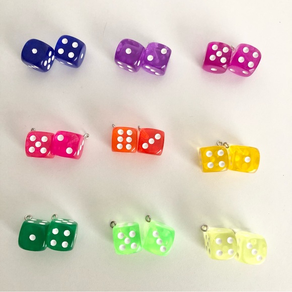 New Dice Lucky Earrings Games Casino Novelty D and D Party Vegas Various Colours - Picture 6 of 6